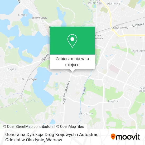 Mapa Generalna Dyrekcja Dróg Krajowych i Autostrad. Oddział w Olsztynie
