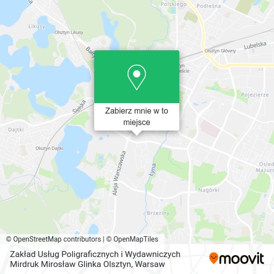 Mapa Zakład Usług Poligraficznych i Wydawniczych Mirdruk Mirosław Glinka Olsztyn