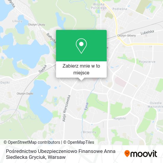 Mapa Pośrednictwo Ubezpieczeniowo Finansowe Anna Siedlecka Gryciuk