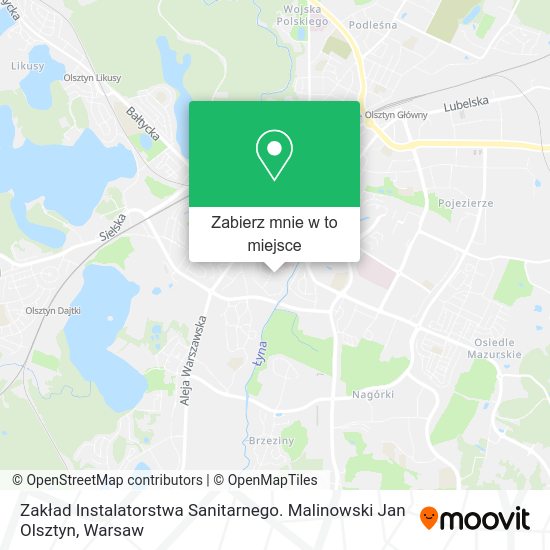 Mapa Zakład Instalatorstwa Sanitarnego. Malinowski Jan Olsztyn