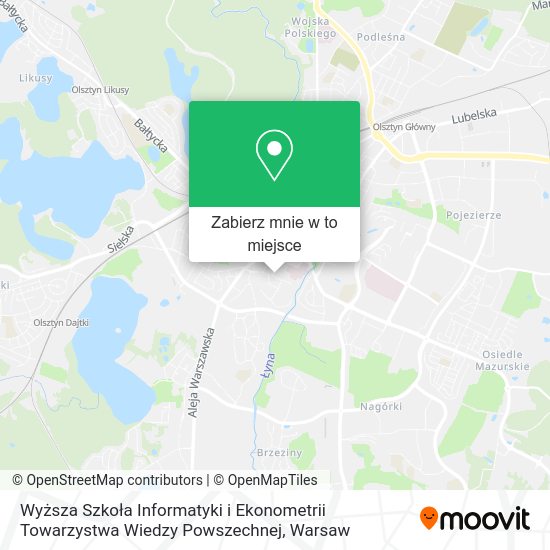 Mapa Wyższa Szkoła Informatyki i Ekonometrii Towarzystwa Wiedzy Powszechnej