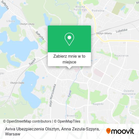 Mapa Aviva Ubezpieczenia Olsztyn, Anna Zezula-Szpyra