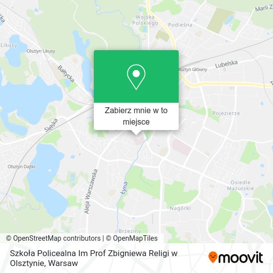 Mapa Szkoła Policealna Im Prof Zbigniewa Religi w Olsztynie