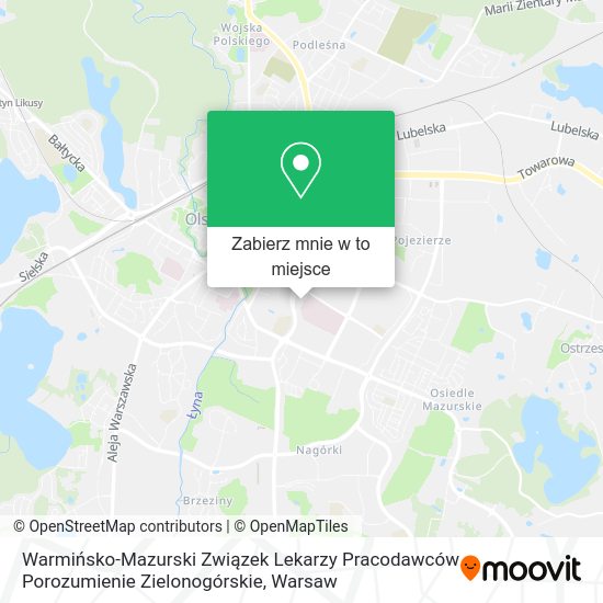 Mapa Warmińsko-Mazurski Związek Lekarzy Pracodawców Porozumienie Zielonogórskie