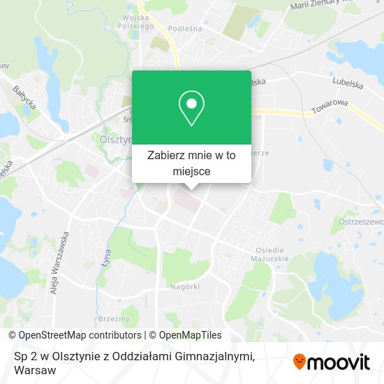 Mapa Sp 2 w Olsztynie z Oddziałami Gimnazjalnymi