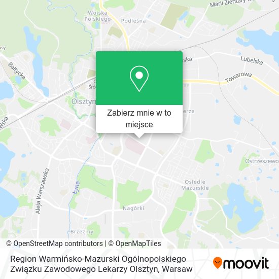 Mapa Region Warmińsko-Mazurski Ogólnopolskiego Związku Zawodowego Lekarzy Olsztyn