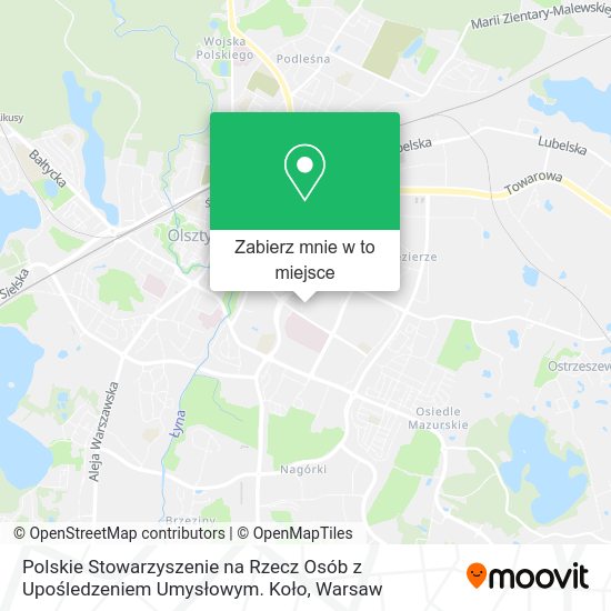 Mapa Polskie Stowarzyszenie na Rzecz Osób z Upośledzeniem Umysłowym. Koło