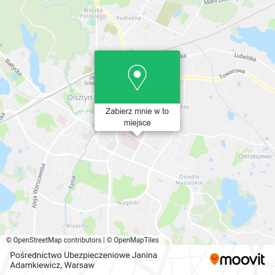 Mapa Pośrednictwo Ubezpieczeniowe Janina Adamkiewicz