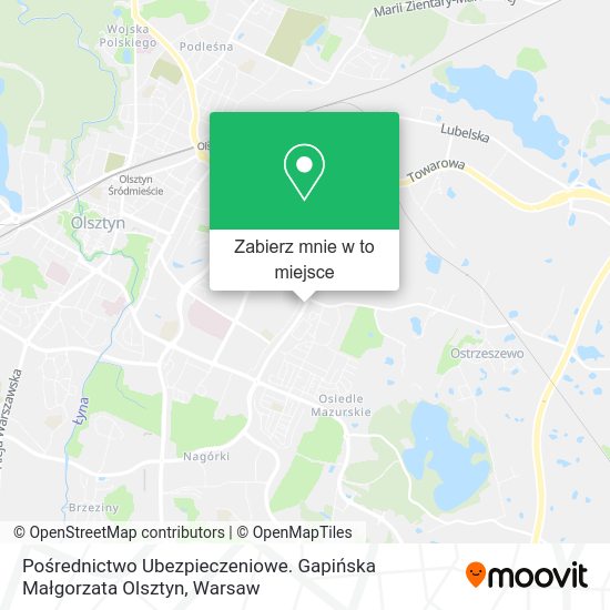 Mapa Pośrednictwo Ubezpieczeniowe. Gapińska Małgorzata Olsztyn