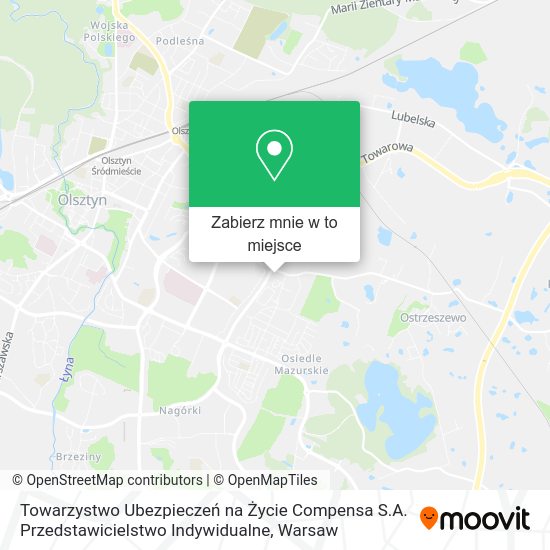 Mapa Towarzystwo Ubezpieczeń na Życie Compensa S.A. Przedstawicielstwo Indywidualne