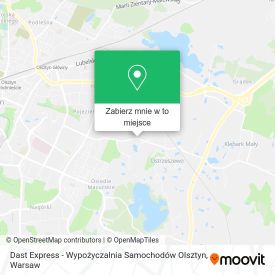 Mapa Dast Express - Wypożyczalnia Samochodów Olsztyn