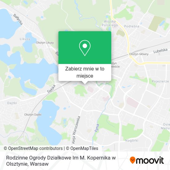 Mapa Rodzinne Ogrody Działkowe Im M. Kopernika w Olsztynie