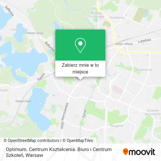 Mapa Optimum. Centrum Kształcenia. Biuro i Centrum Szkoleń