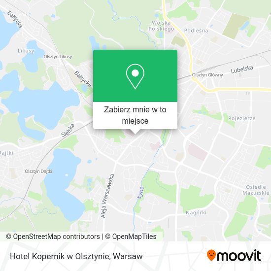 Mapa Hotel Kopernik w Olsztynie