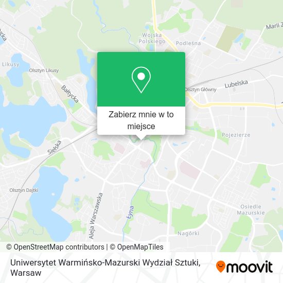 Mapa Uniwersytet Warmińsko-Mazurski Wydział Sztuki