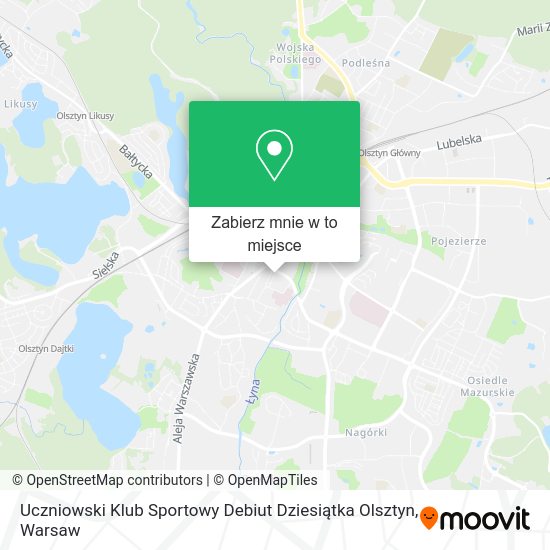 Mapa Uczniowski Klub Sportowy Debiut Dziesiątka Olsztyn