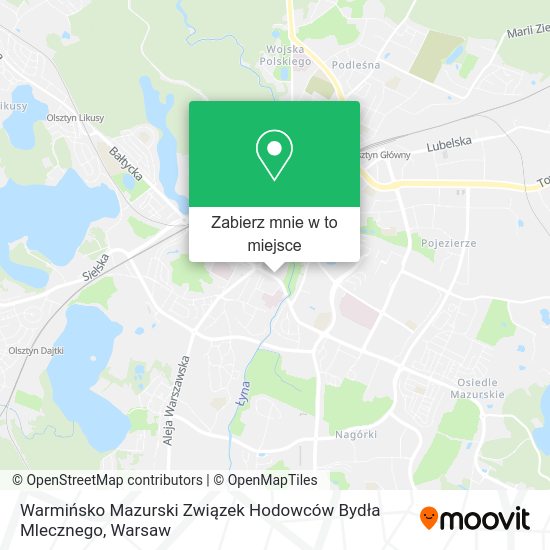 Mapa Warmińsko Mazurski Związek Hodowców Bydła Mlecznego