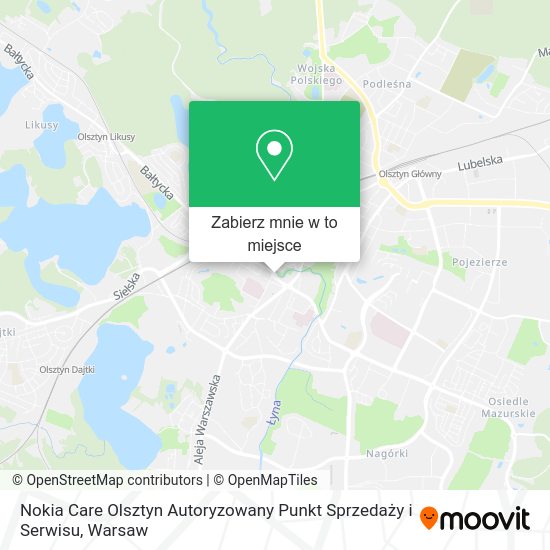 Mapa Nokia Care Olsztyn Autoryzowany Punkt Sprzedaży i Serwisu