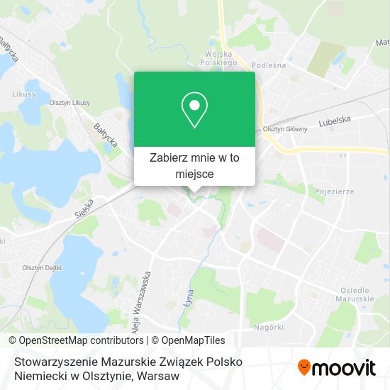 Mapa Stowarzyszenie Mazurskie Związek Polsko Niemiecki w Olsztynie