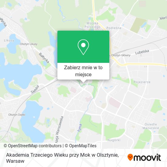 Mapa Akademia Trzeciego Wieku przy Mok w Olsztynie