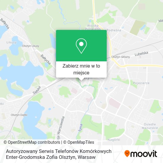 Mapa Autoryzowany Serwis Telefonów Komórkowych Enter-Grodomska Zofia Olsztyn