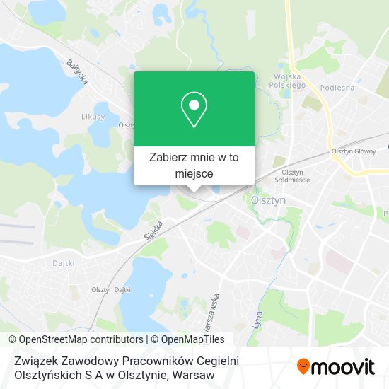 Mapa Związek Zawodowy Pracowników Cegielni Olsztyńskich S A w Olsztynie