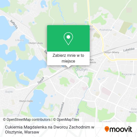Mapa Cukiernia Magdalenka na Dworcu Zachodnim w Olsztynie