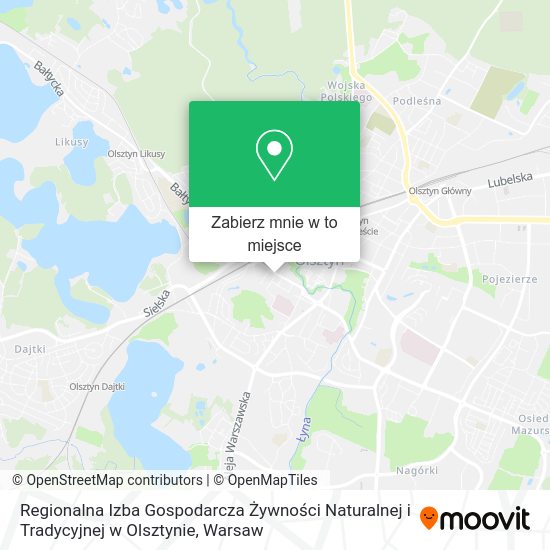 Mapa Regionalna Izba Gospodarcza Żywności Naturalnej i Tradycyjnej w Olsztynie