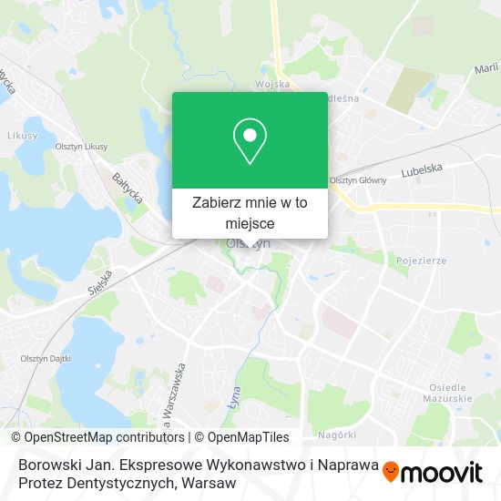 Mapa Borowski Jan. Ekspresowe Wykonawstwo i Naprawa Protez Dentystycznych