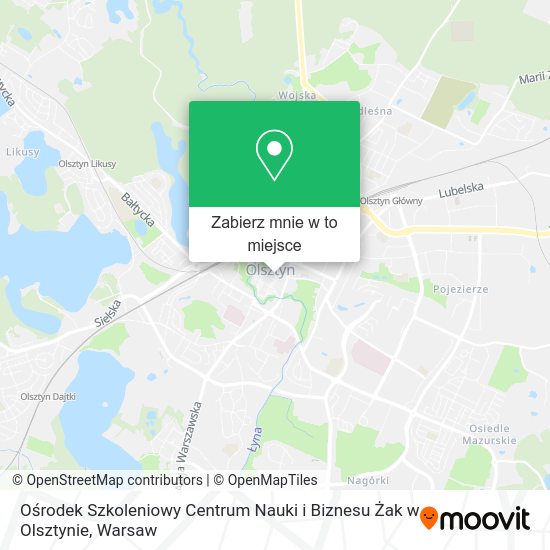 Mapa Ośrodek Szkoleniowy Centrum Nauki i Biznesu Żak w Olsztynie