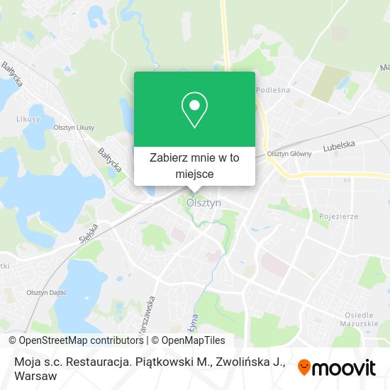 Mapa Moja s.c. Restauracja. Piątkowski M., Zwolińska J.