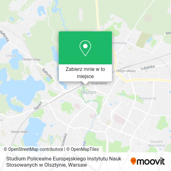 Mapa Studium Policealne Europejskiego Instytutu Nauk Stosowanych w Olsztynie