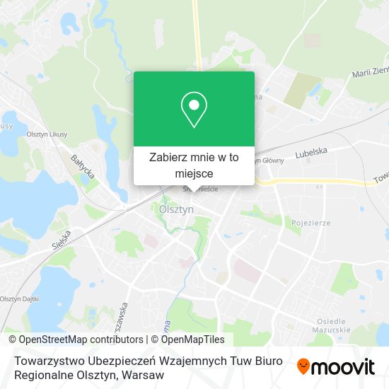 Mapa Towarzystwo Ubezpieczeń Wzajemnych Tuw Biuro Regionalne Olsztyn