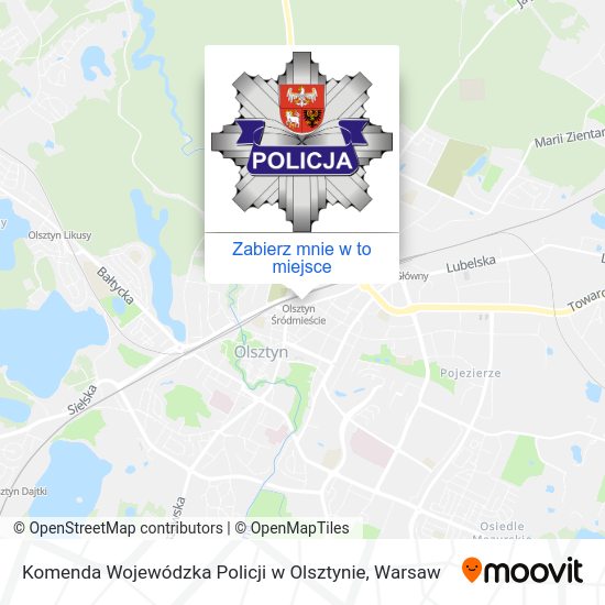 Mapa Komenda Wojewódzka Policji w Olsztynie