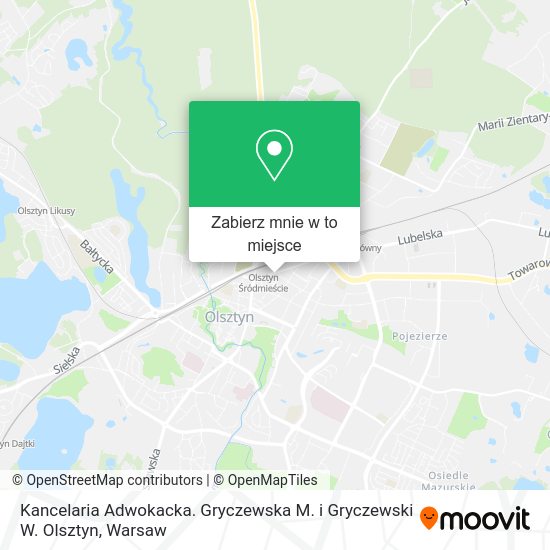 Mapa Kancelaria Adwokacka. Gryczewska M. i Gryczewski W. Olsztyn