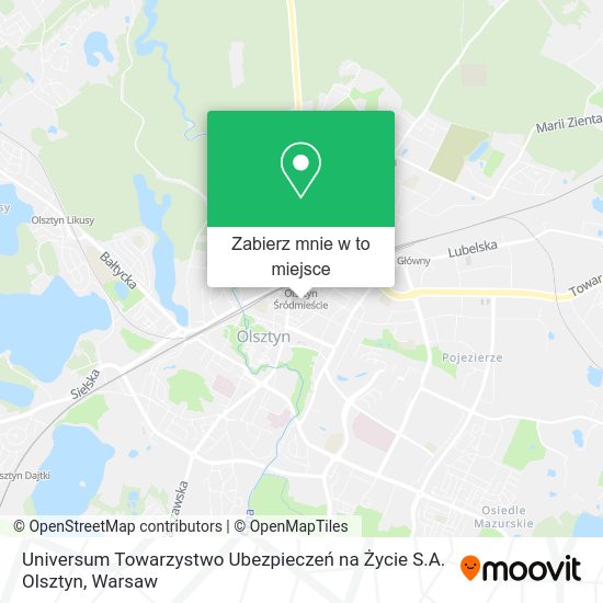 Mapa Universum Towarzystwo Ubezpieczeń na Życie S.A. Olsztyn