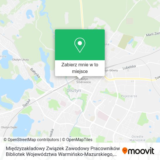 Mapa Międzyzakładowy Związek Zawodowy Pracowników Bibliotek Województwa Warmińsko-Mazurskiego