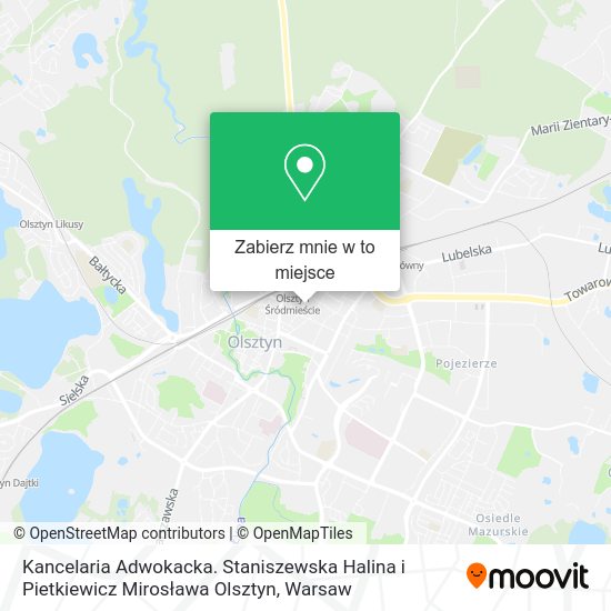 Mapa Kancelaria Adwokacka. Staniszewska Halina i Pietkiewicz Mirosława Olsztyn