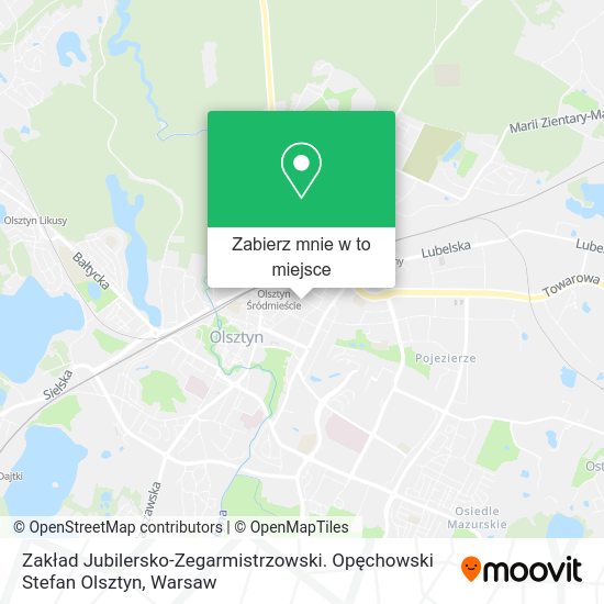 Mapa Zakład Jubilersko-Zegarmistrzowski. Opęchowski Stefan Olsztyn