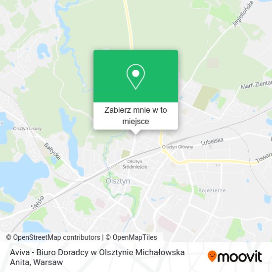 Mapa Aviva - Biuro Doradcy w Olsztynie Michałowska Anita