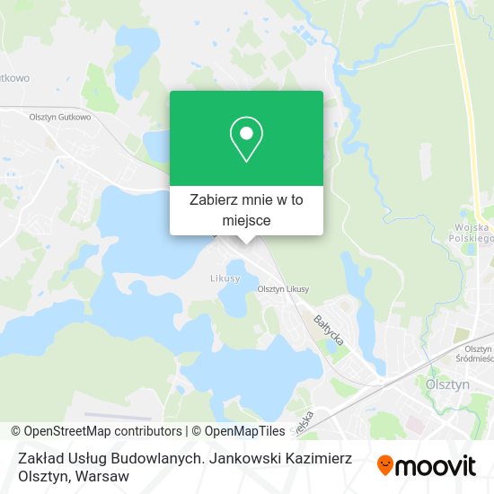 Mapa Zakład Usług Budowlanych. Jankowski Kazimierz Olsztyn