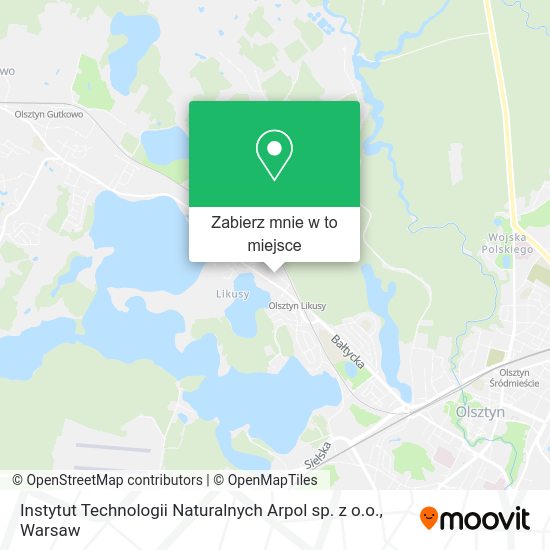 Mapa Instytut Technologii Naturalnych Arpol sp. z o.o.