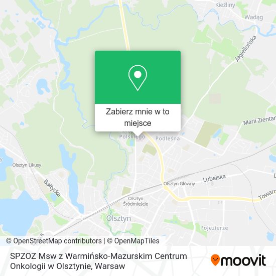 Mapa SPZOZ Msw z Warmińsko-Mazurskim Centrum Onkologii w Olsztynie