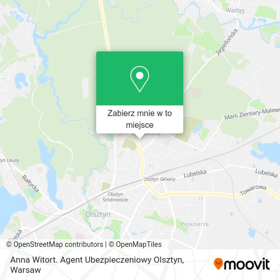 Mapa Anna Witort. Agent Ubezpieczeniowy Olsztyn