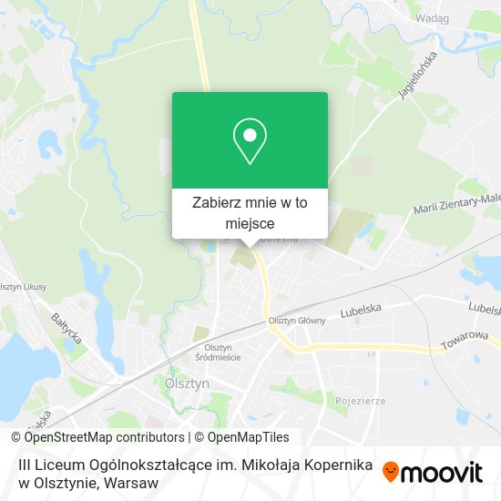Mapa III Liceum Ogólnokształcące im. Mikołaja Kopernika w Olsztynie