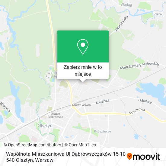 Mapa Wspólnota Mieszkaniowa Ul Dąbrowszczaków 15 10 540 Olsztyn