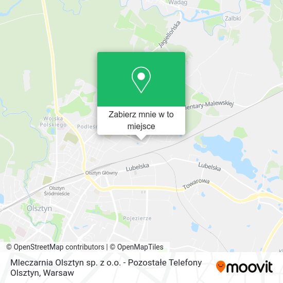 Mapa Mleczarnia Olsztyn sp. z o.o. - Pozostałe Telefony Olsztyn