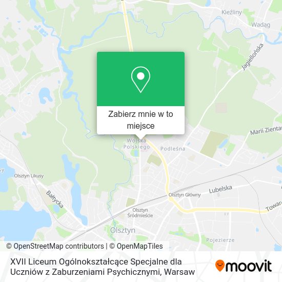 Mapa XVII Liceum Ogólnokształcące Specjalne dla Uczniów z Zaburzeniami Psychicznymi