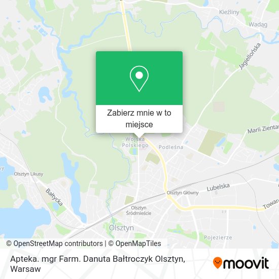 Mapa Apteka. mgr Farm. Danuta Bałtroczyk Olsztyn