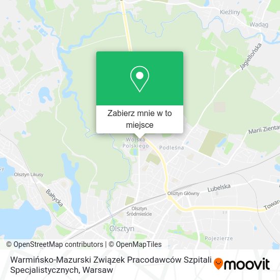 Mapa Warmińsko-Mazurski Związek Pracodawców Szpitali Specjalistycznych